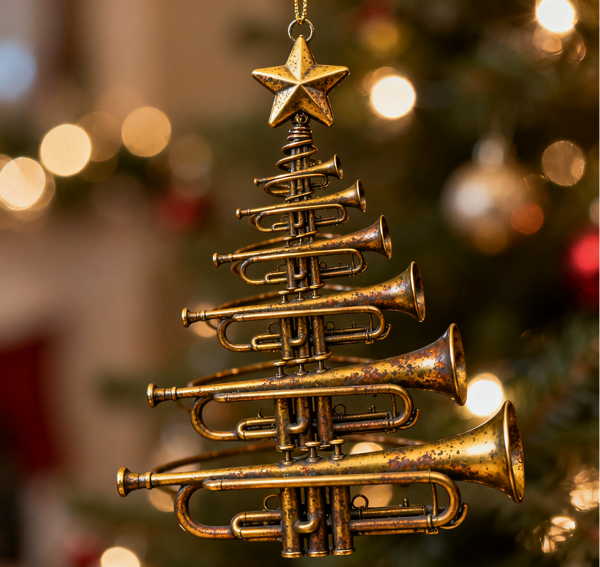 🎄 Musical Instrument Christmas Ornaments – Trumpet & Flute Tree Duo