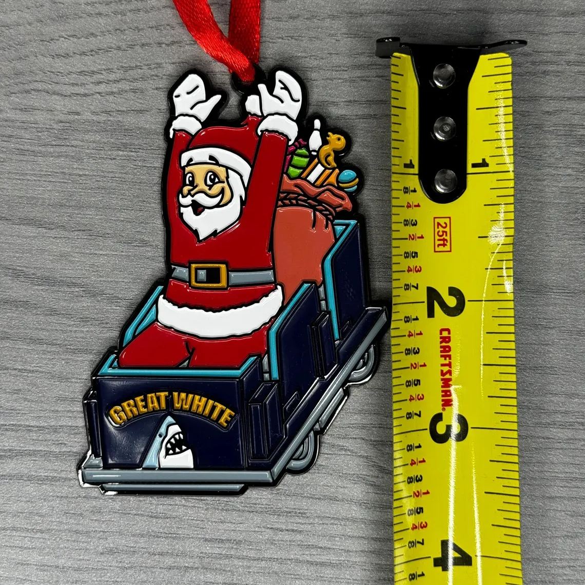 Santa Riding The Great White! - Wildwood Ornament