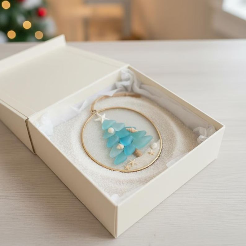 Handmade Sea Glass Christmas Tree Hanging Decor