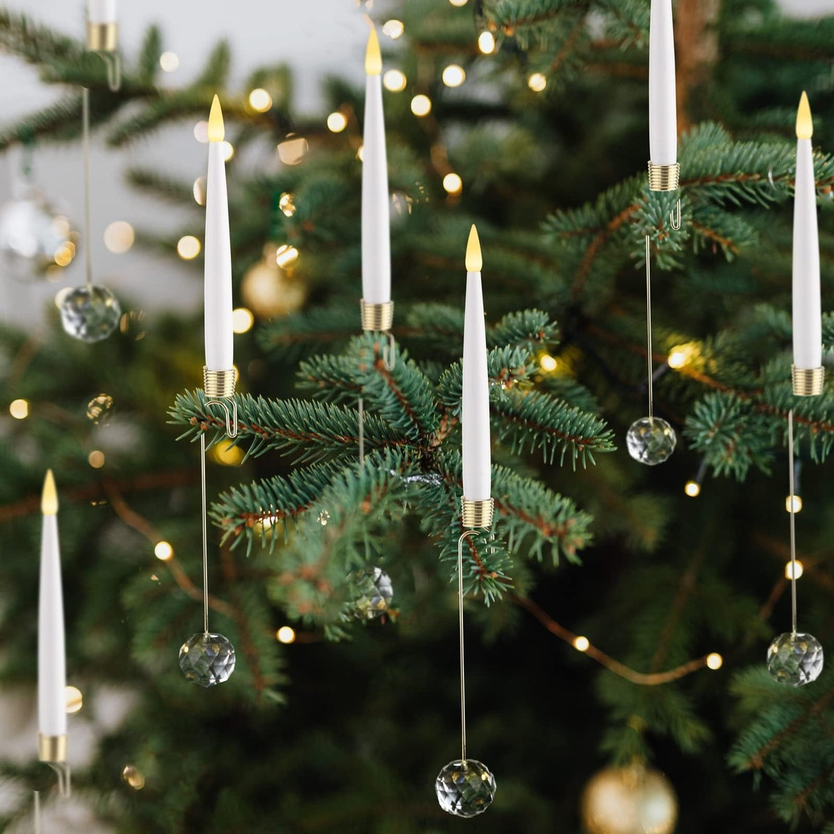 🎄Early Christmas 🔥6-Pack Christmas Tree Candles with Crystal Hook