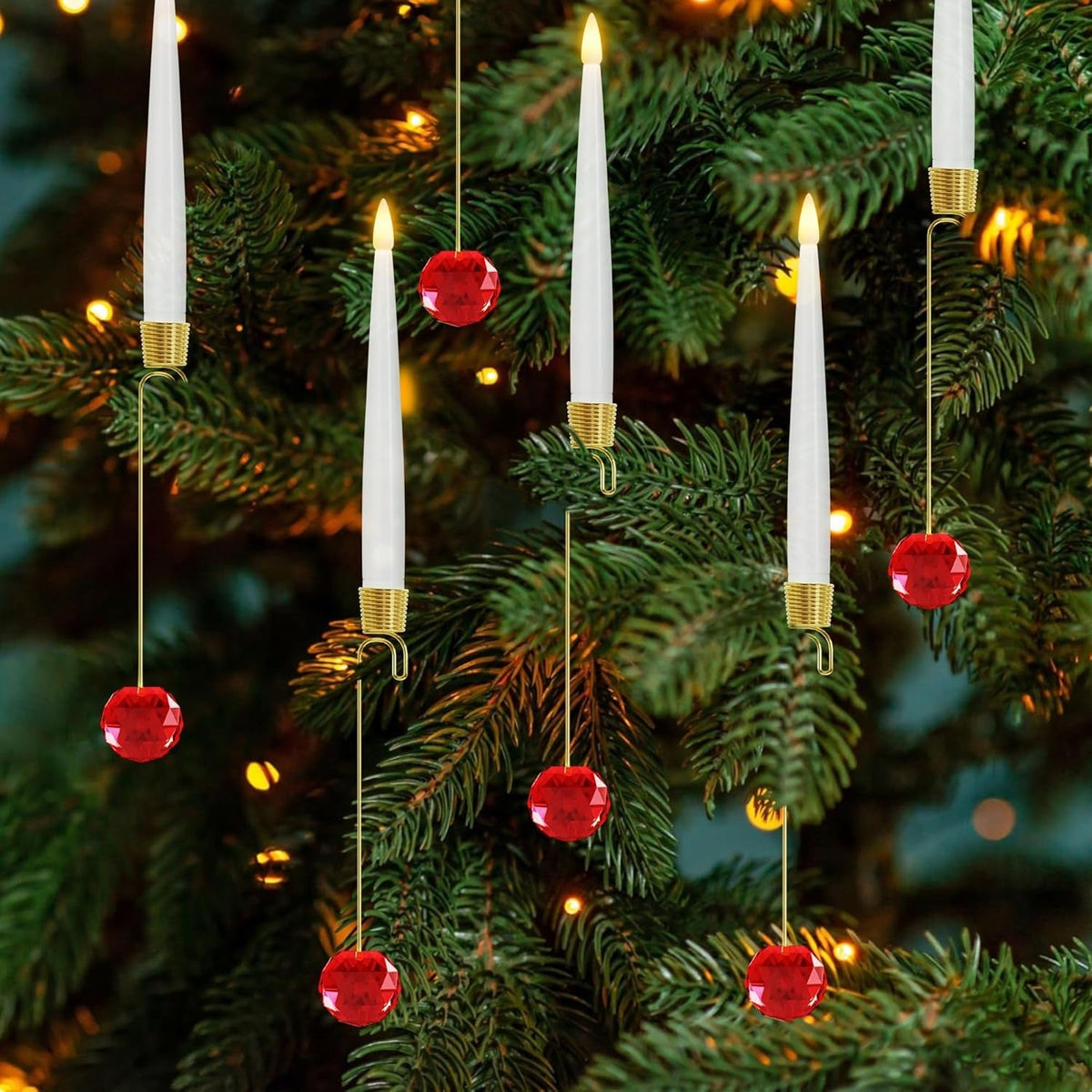🎄Early Christmas 🔥6-Pack Christmas Tree Candles with Crystal Hook