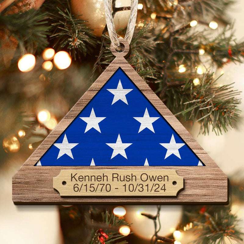Personalized Folded Flag Veteran Memorial Ornament