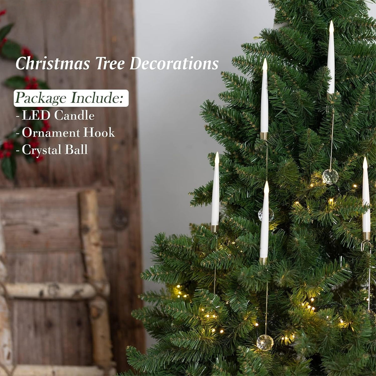🎄Early Christmas 🔥6-Pack Christmas Tree Candles with Crystal Hook