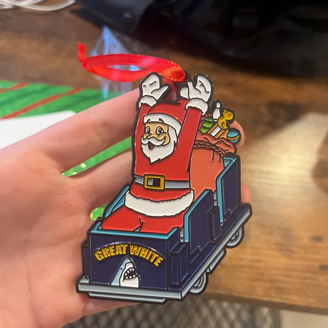 Santa Riding The Great White! - Wildwood Ornament