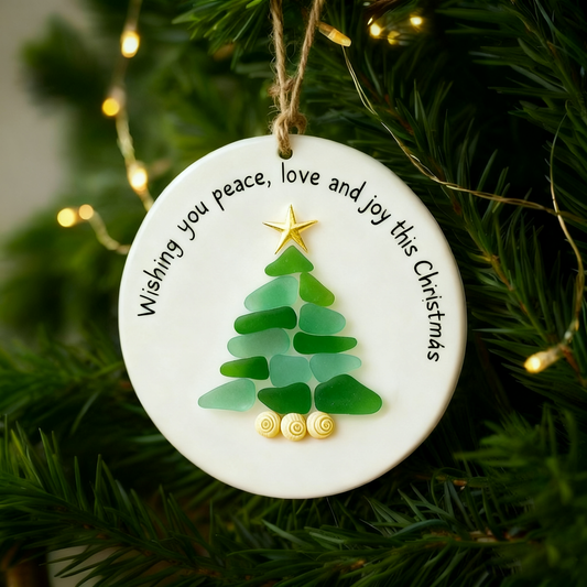 Handmade Coastal Sea Glass Christmas Decor