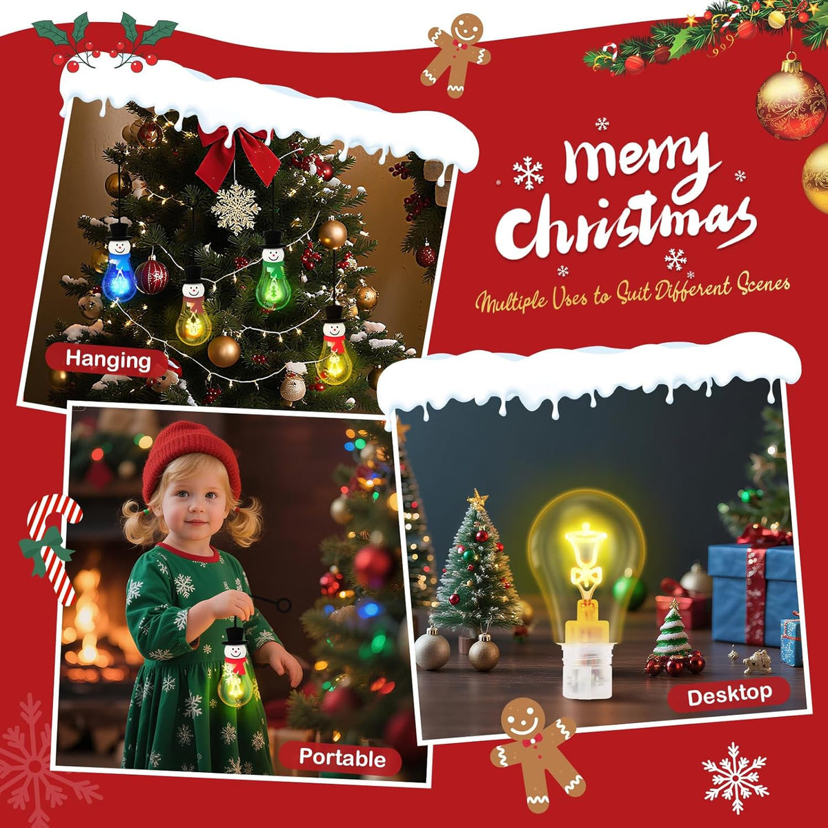 Christmas Snowman Bulb Light Hanging Night Light