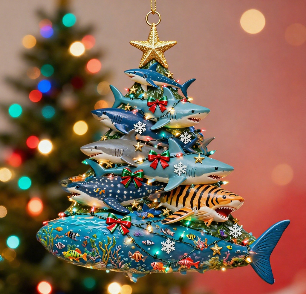 🌊 Ocean Christmas Family Ornaments Set 🦈