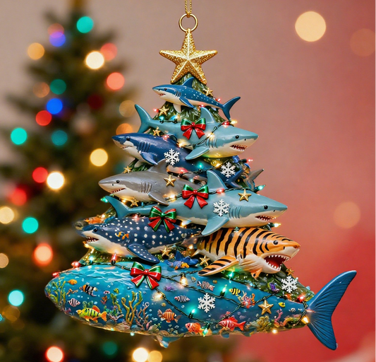 🌊 Ocean Christmas Family Ornaments Set 🦈