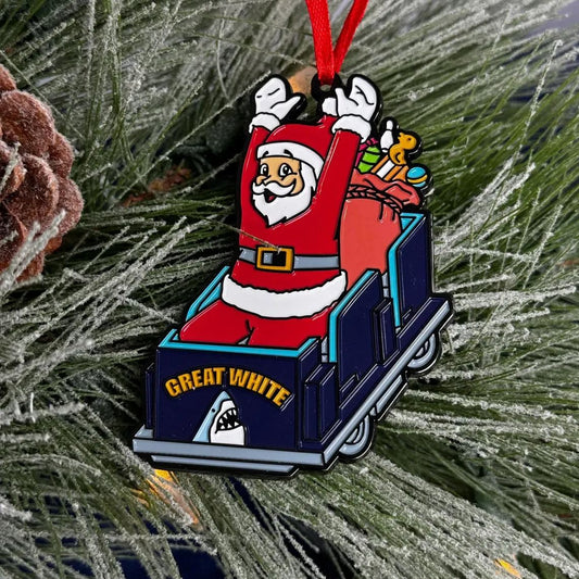 Santa Riding The Great White! - Wildwood Ornament