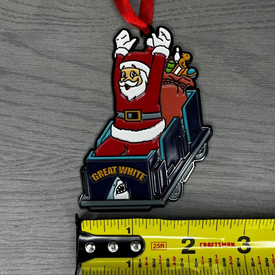 Santa Riding The Great White! - Wildwood Ornament
